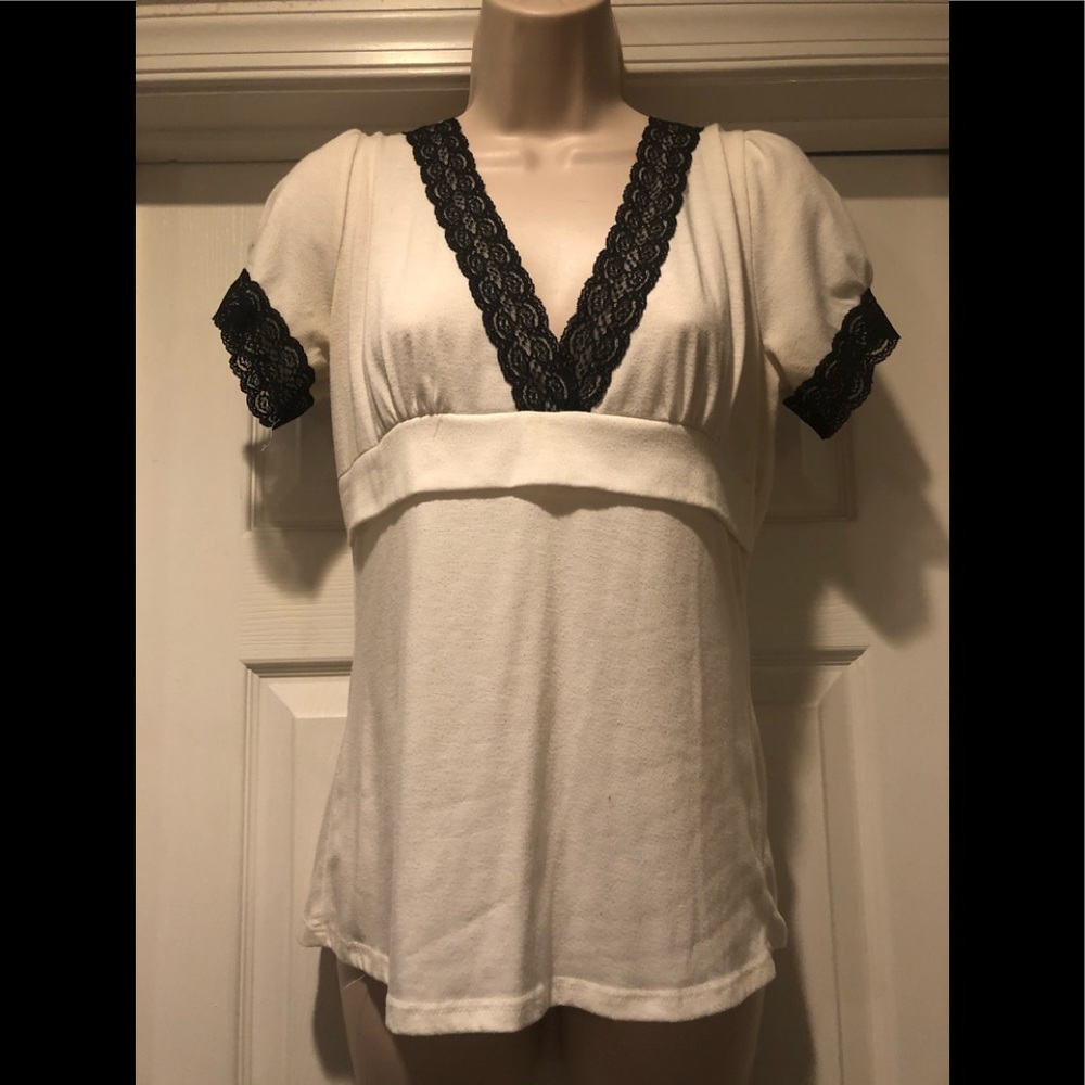 Body Central Ivory with Black Lace Top
